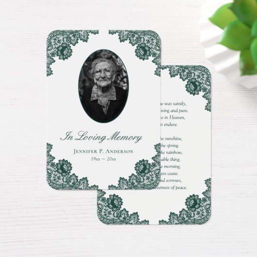 ヴィンテージエレガントグリーンフローラレース記念カード (デスク)