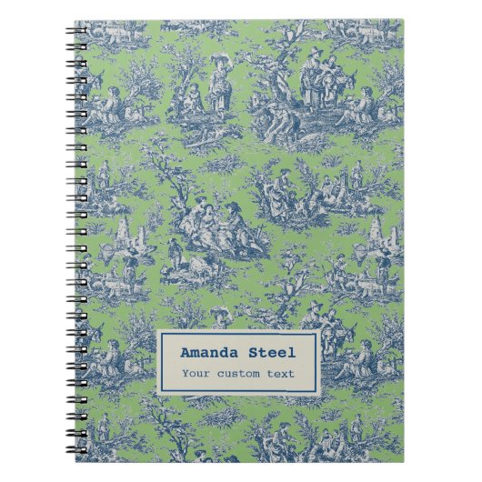 ヴィンテージエレガントグリーンブルートイレデジュウスモール ノートブック (正面)