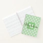 ヴィンテージエレガントグリーンホワイトダマスク名とイニシャル ノートブック (内部)