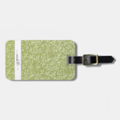 ヴィンテージエレガントグリーンボタニカルスクリプト名 ラゲッジタグ (正面横)
