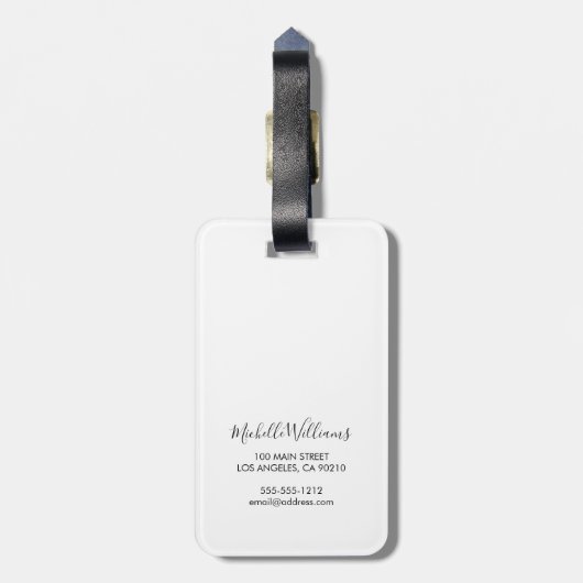 ヴィンテージエレガントグリーンボタニカルスクリプト名 ラゲッジタグ (裏面縦)