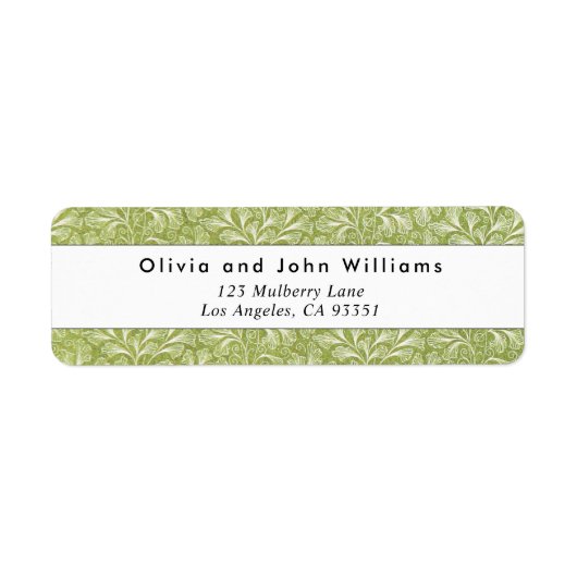 ヴィンテージエレガントグリーンボタニカル差出人住所 ラベル (正面)