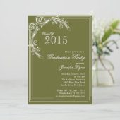 ヴィンテージエレガントグリーン卒業パーティー招待状 招待状 (スタンド正面)