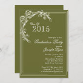 ヴィンテージエレガントグリーン卒業パーティー招待状 招待状 (正面/裏面)