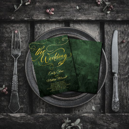 ヴィンテージエレガントグリーン旧紙、金ゴールド書道 招待状