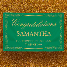 ヴィンテージエレガントグリーン金ゴールドの卒業