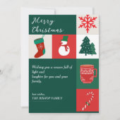 ヴィンテージエレガントグリーン&レッドクリスマスイラストレーション シーズンカード (正面)