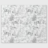 ヴィンテージエレガントグレー白馬花パターン ラッピングペーパー (フラット)