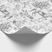 ヴィンテージエレガントグレー白馬花パターン ラッピングペーパー (角)