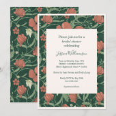 ヴィンテージエレガントグ素朴リーンフローラブライダルシャワー 招待状 (正面/裏面)