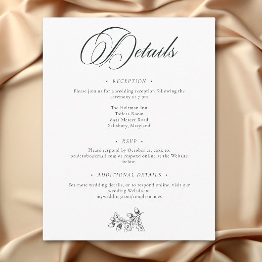 ヴィンテージエレガントコテージ植物学秋の結婚式 エンクロージャーカード