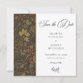 ヴィンテージエレガントコテージ植物学秋の結婚式 セーブザデート (正面)