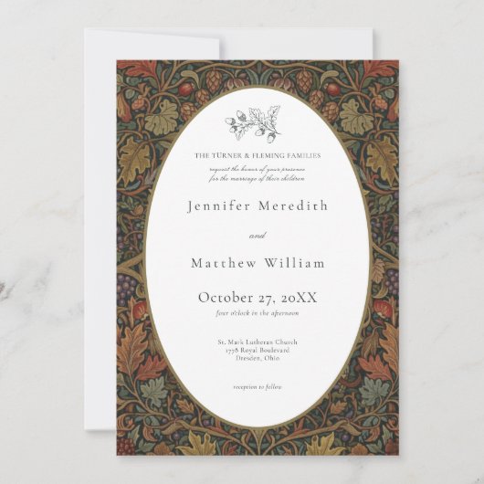 ヴィンテージエレガントコテージ植物学秋の結婚式 招待状 (正面)