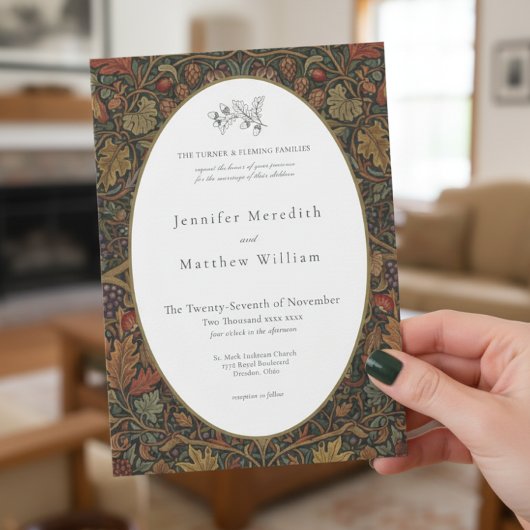 ヴィンテージエレガントコテージ植物学秋の結婚式 招待状