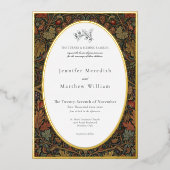 ヴィンテージエレガントコテージ植物学秋の結婚式 箔招待状 (正面)