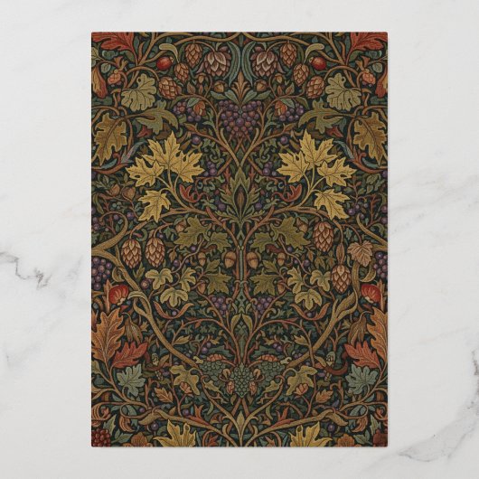 ヴィンテージエレガントコテージ植物学秋の結婚式 箔招待状 (裏面)