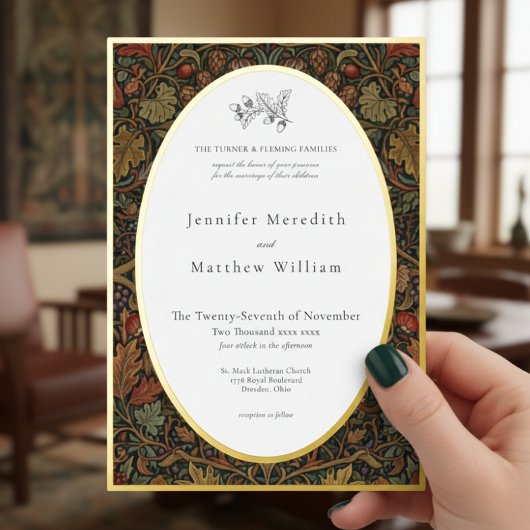 ヴィンテージエレガントコテージ植物学秋の結婚式 箔招待状