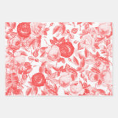 ヴィンテージエレガントコーラルピンクローゼスフローラトワール ラッピングペーパーシート (正面3)