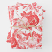 ヴィンテージエレガントコーラルピンクローゼスフローラトワール ラッピングペーパーシート (インサイチュ)