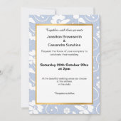 ヴィンテージエレガントコーンフラワーブルー結婚レース 招待状 (正面)