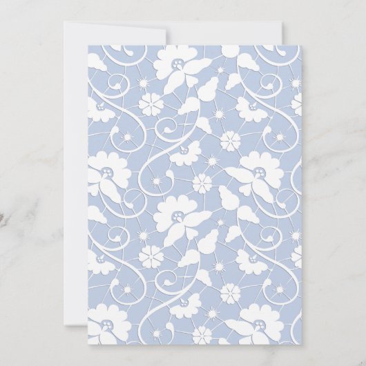 ヴィンテージエレガントコーンフラワーブルー結婚レース 招待状 (裏面)
