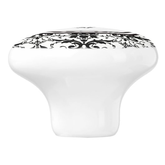 ヴィンテージエレガントゴシックブラックダマスクスカル セラミックノブ (側面)