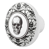 ヴィンテージエレガントゴシックブラックダマスクスカル セラミックノブ (右)