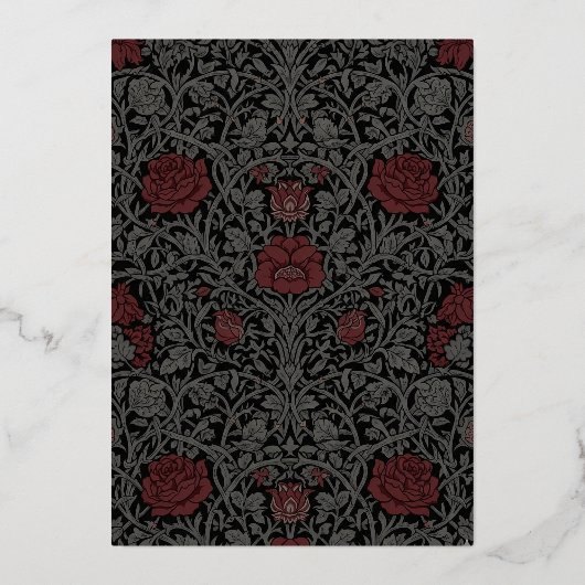 ヴィンテージエレガントゴシック様式のムーディオ結婚ボタニカル 箔招待状 (裏面)