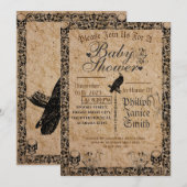 ヴィンテージエレガントゴシック，ハロウィーンベイビーシャワー 招待状 (正面/裏面)