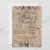 ヴィンテージエレガントゴシック,ハロウィーンベイビーシャワー 招待状 (正面)