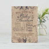 ヴィンテージエレガントゴシック,ハロウィーンベイビーシャワー 招待状 (スタンド正面)