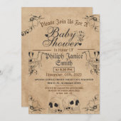 ヴィンテージエレガントゴシック，ハロウィーンベイビーシャワー 招待状 (正面/裏面)