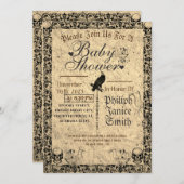 ヴィンテージエレガントゴシック,ハロウィーンベイビーシャワー 招待状 (正面/裏面)