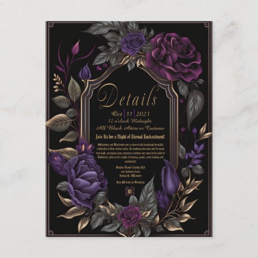 ヴィンテージエレガントゴシックMoodyフローラ詳細カード 出欠カード (正面)