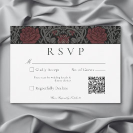 ヴィンテージエレガントゴシックMoody Botanical結婚のQR 出欠カード