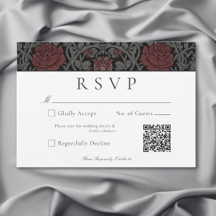 ヴィンテージエレガントゴシックMoody Botanical結婚のQR 出欠カード