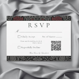 ヴィンテージエレガントゴシックMoody Botanical結婚のQR 出欠カード