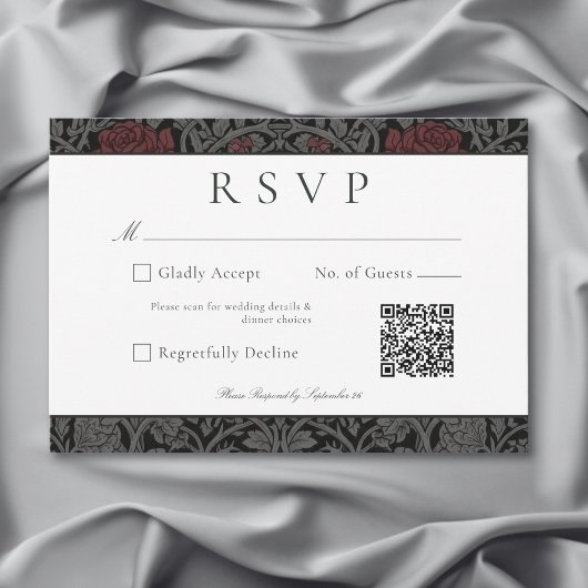 ヴィンテージエレガントゴシックMoody Botanical結婚のQR 出欠カード