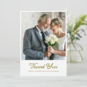 ヴィンテージエレガントゴールデンスクリプ結婚ト写真 サンキューカード (スタンド正面)