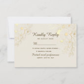 ヴィンテージエレガントゴールドウェディング 出欠カード (正面)