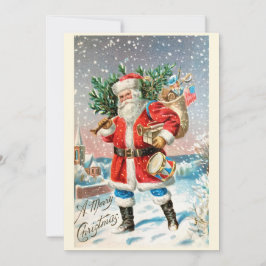 ヴィンテージエレガントサンタクロースのクリスマスグリーティング シーズンカード