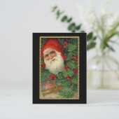 ヴィンテージエレガントサンタクロースアートクリスマスカード シーズンポストカード (スタンド正面)