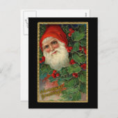 ヴィンテージエレガントサンタクロースアートクリスマスカード シーズンポストカード (正面/裏面)