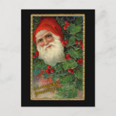 ヴィンテージエレガントサンタクロースアートクリスマスカード シーズンポストカード (正面)