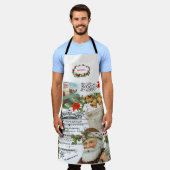 ヴィンテージエレガントサンタコラージクリスマス エプロン (着用した状態)