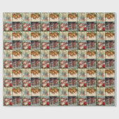 ヴィンテージエレガントサンタベルズファミリー紙 ラッピングペーパー (フラット)