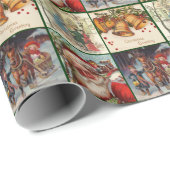 ヴィンテージエレガントサンタベルズファミリー紙 ラッピングペーパー (ロールコーナー)