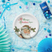 ヴィンテージエレガントサンタ&ホリー紙プレート ペーパープレート (パーティー)