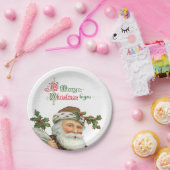 ヴィンテージエレガントサンタ&ホリー紙プレート ペーパープレート (パーティー)