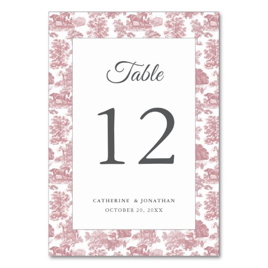 ヴィンテージエレガントシックなピンクホーストワール テーブルナンバー (裏面)